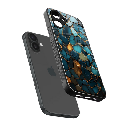 Blue Mirage sleek iPhone 16 cover with tempered glass back and TPU edges