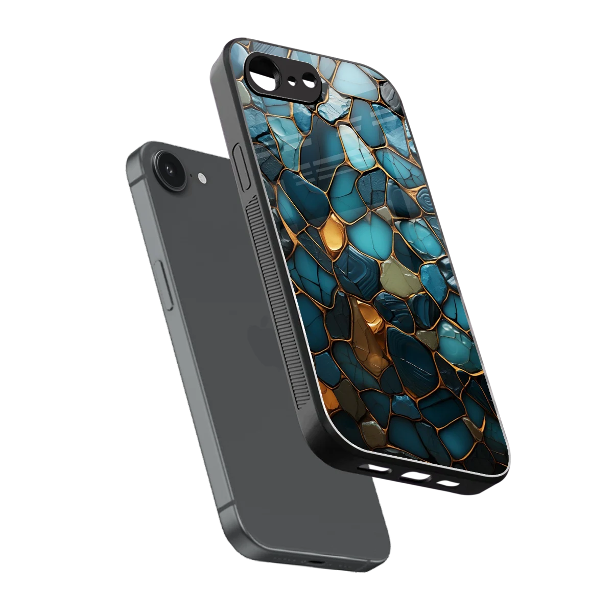Blue Mirage sleek iphone 17e cover with tempered glass back and TPU edges