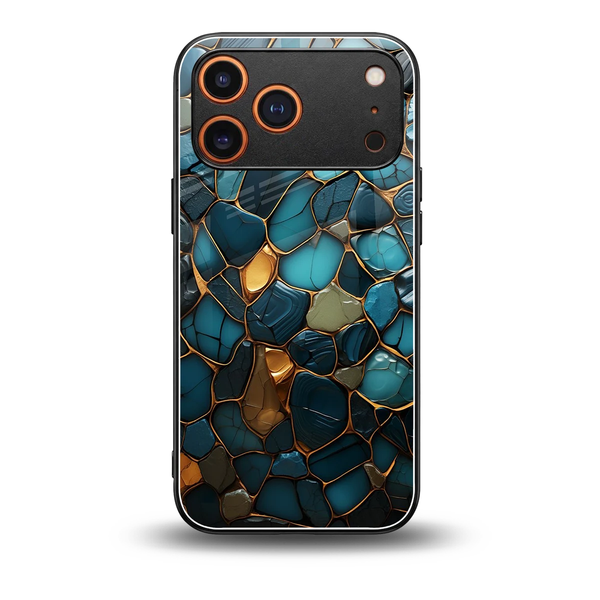Blue Mirage back phone cover | glass case for iphone 17 pro