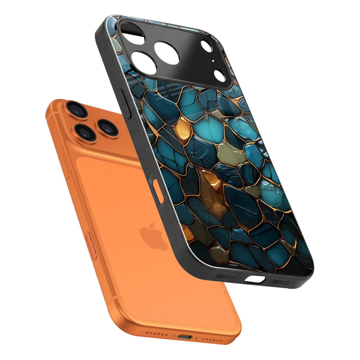Blue Mirage sleek iphone 17 pro max cover with tempered glass back and TPU edges