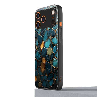 Blue Mirage iphone 17 pro mobile cover | shockproof glass phone case