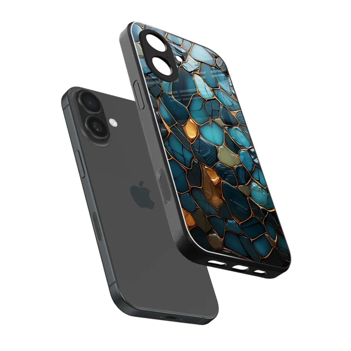 Blue Mirage sleek iphone 17 cover with tempered glass back and TPU edges