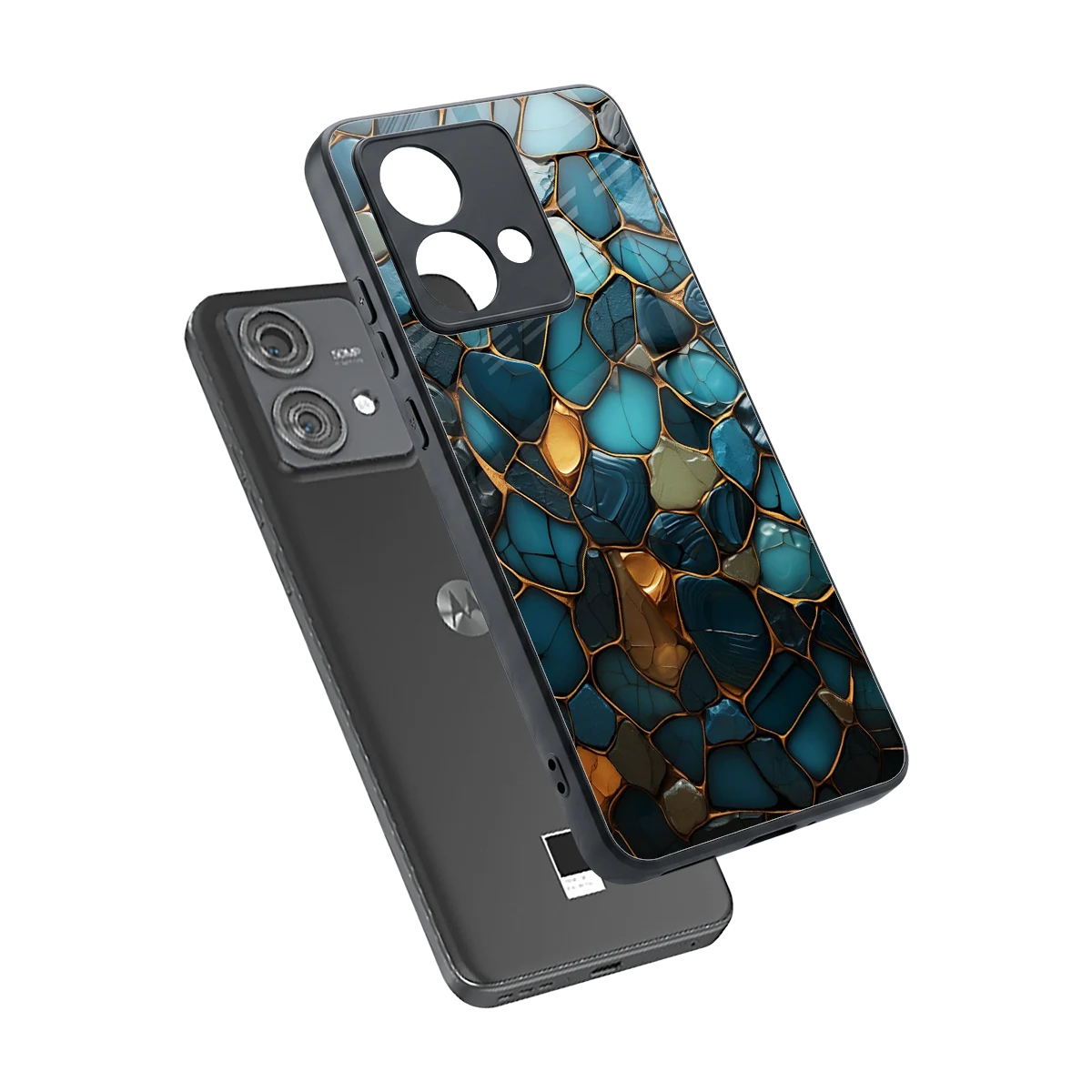 Blue Mirage sleek motorola edge 40 neo 5g cover with tempered glass back and TPU edges