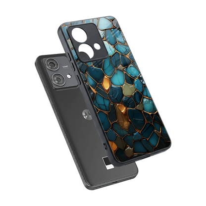 Blue Mirage sleek motorola edge 40 neo 5g cover with tempered glass back and TPU edges