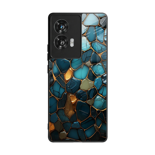 Blue Mirage back phone cover | glass case for motorola edge 50 fusion