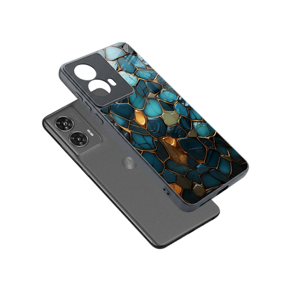 Blue Mirage sleek motorola edge 50 fusion cover with tempered glass back and TPU edges