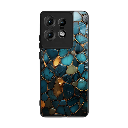 Blue Mirage back phone cover | glass case for motorola edge 50 pro