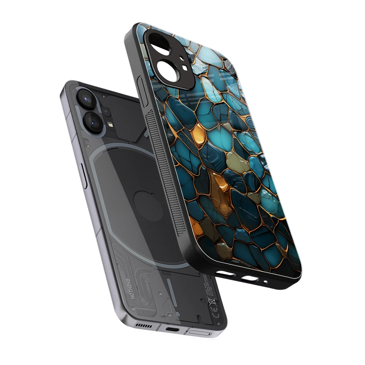 Blue Mirage sleek nothing phone 1 cover with tempered glass back and TPU edges