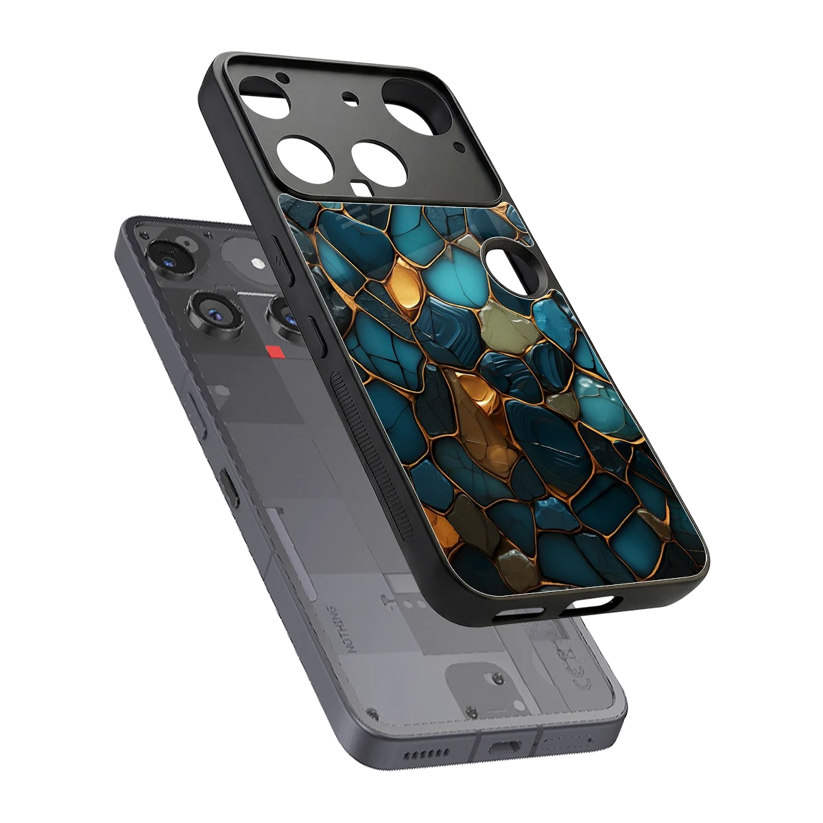 Blue Mirage sleek nothing phone 3 cover with tempered glass back and TPU edges