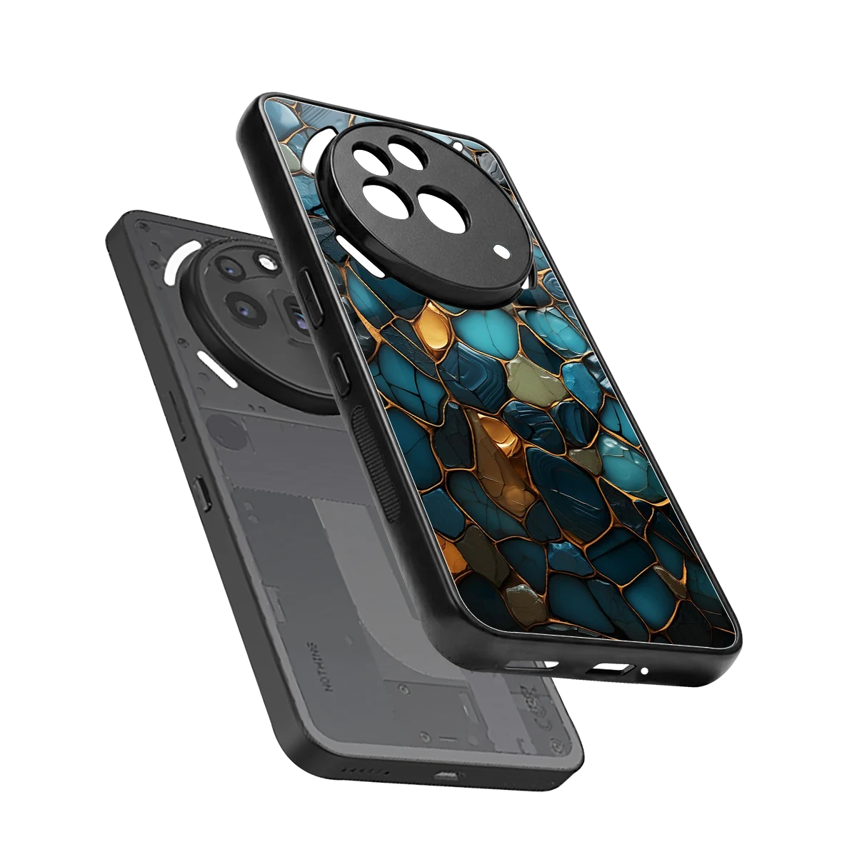 Blue Mirage sleek nothing phone 3a pro cover with tempered glass back and TPU edges