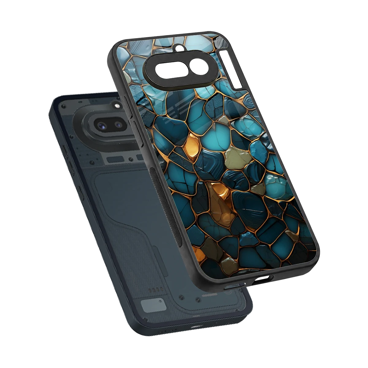 Blue Mirage sleek nothing phone 4a cover with tempered glass back and TPU edges