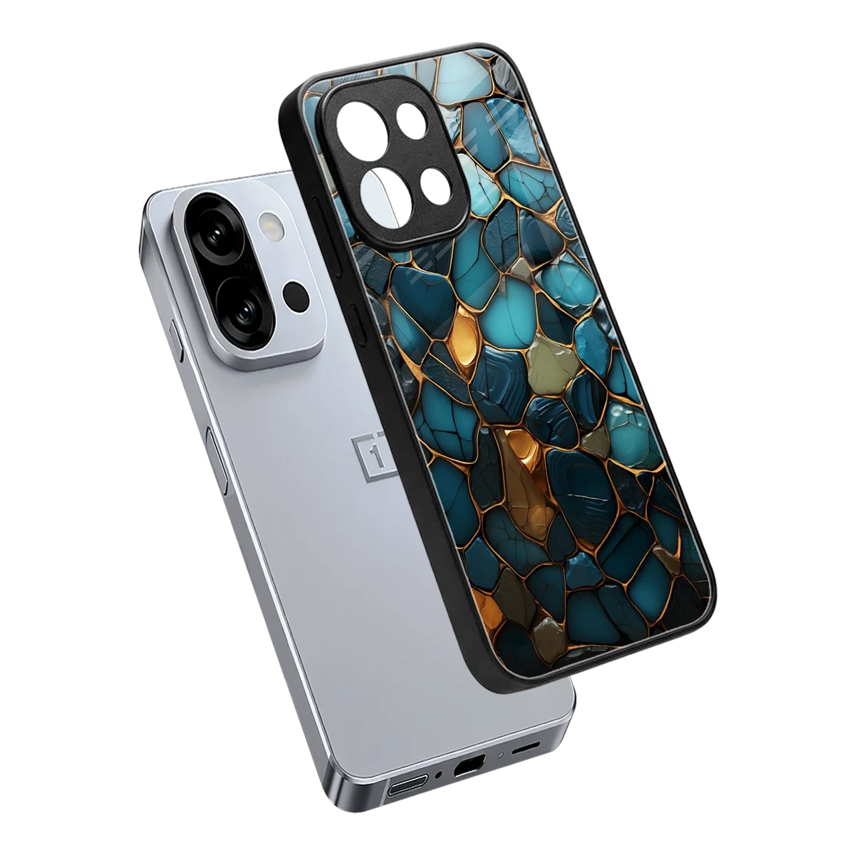 Blue Mirage sleek oneplus 13s cover with tempered glass back and TPU edges