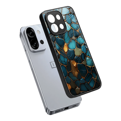 Blue Mirage sleek oneplus 13s cover with tempered glass back and TPU edges