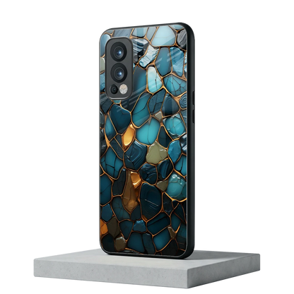 Blue Mirage oneplus nord 2 mobile cover | shockproof glass phone case