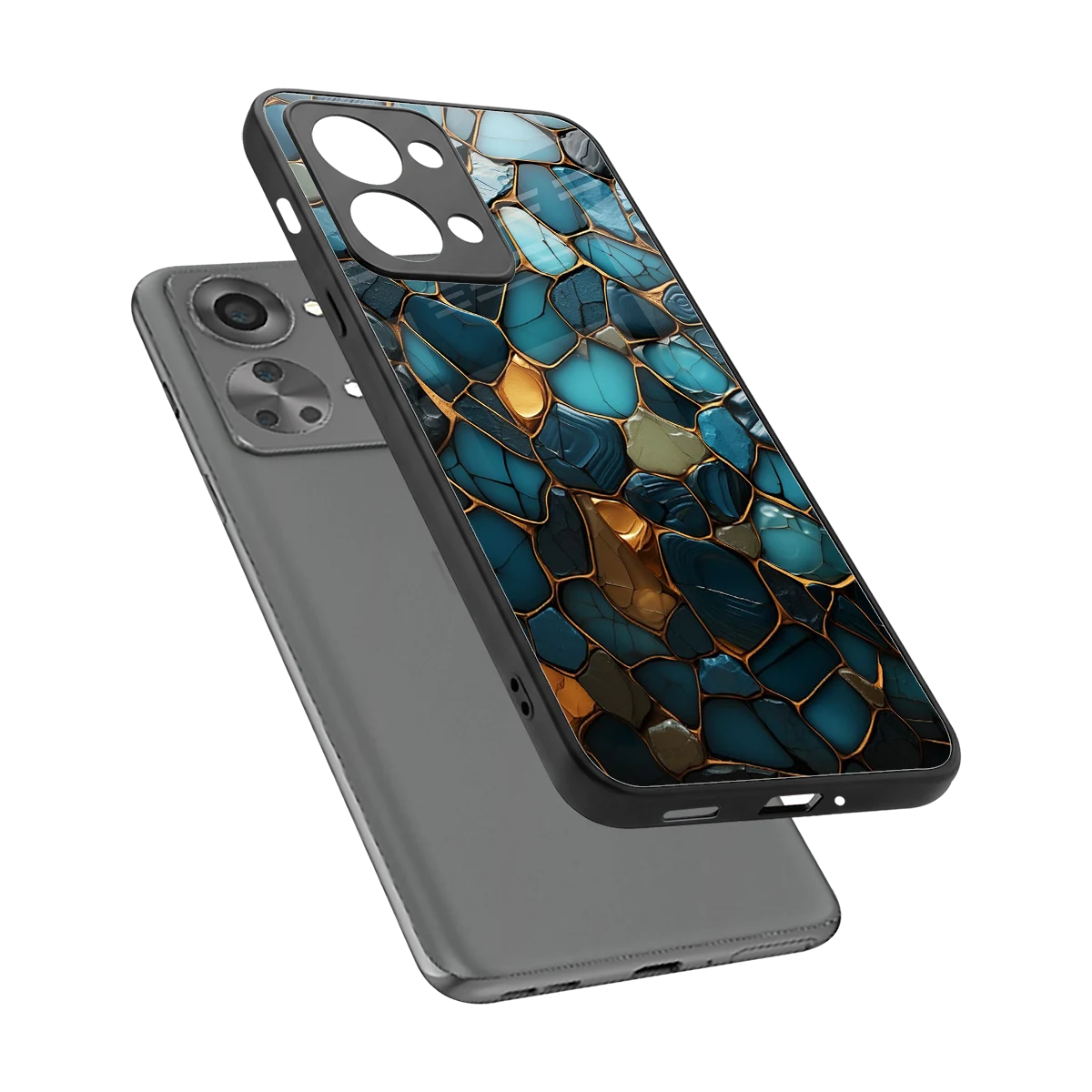 Blue Mirage sleek oneplus nord 2t cover with tempered glass back and TPU edges