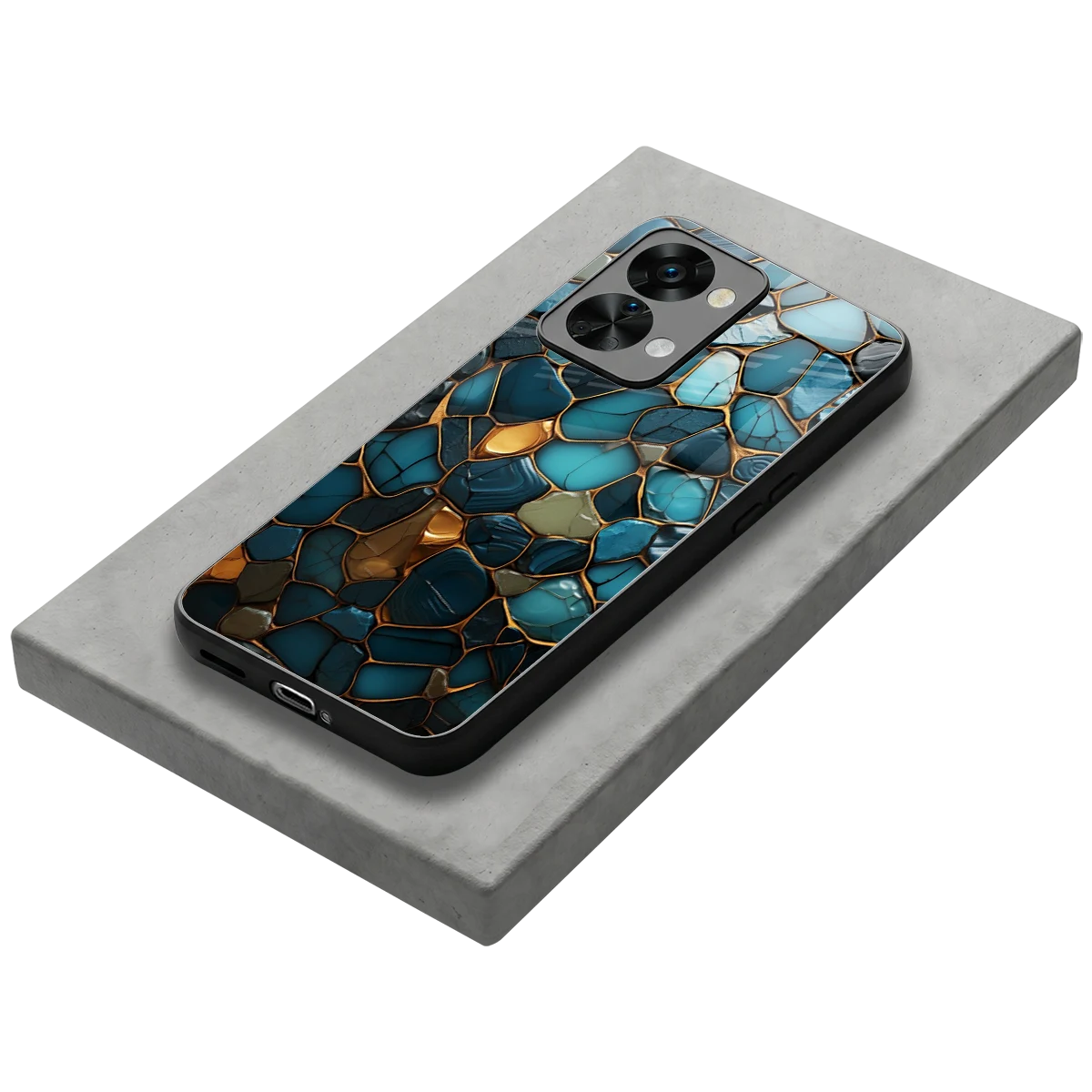 Blue Mirage stylish phone case for oneplus nord 2t | glossy glass and slim fit