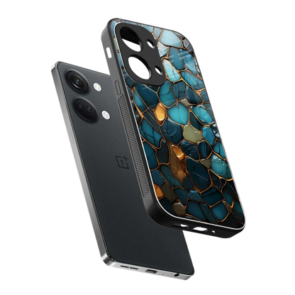 Blue Mirage sleek oneplus nord 3 cover with tempered glass back and TPU edges