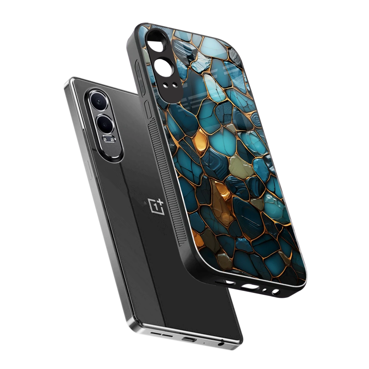 Blue Mirage sleek oneplus nord ce 4 lite cover with tempered glass back and TPU edges