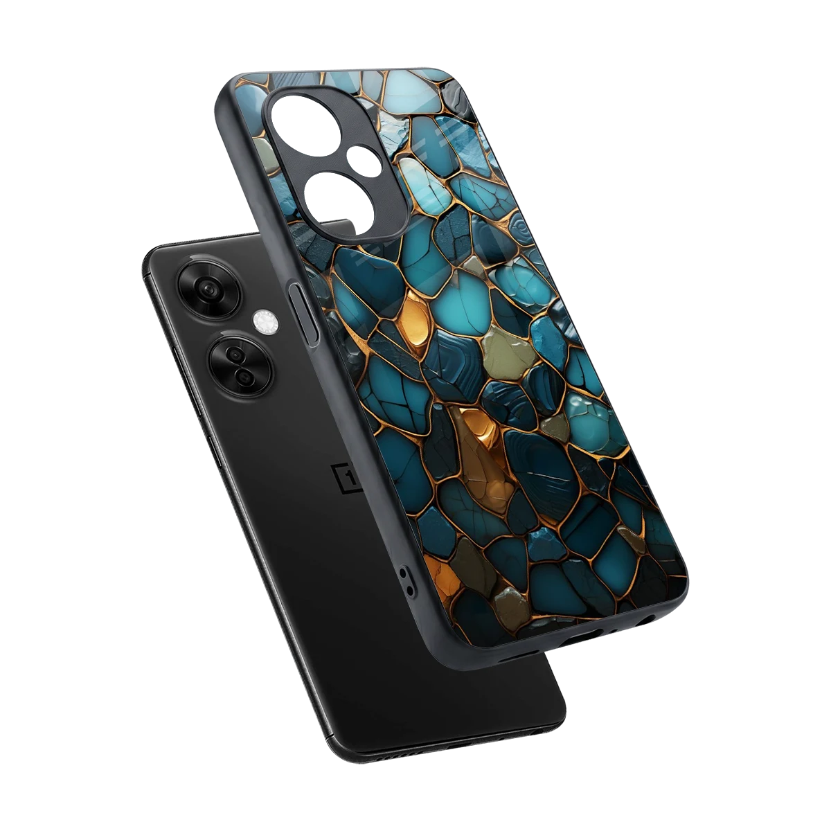 Blue Mirage sleek oneplus nord ce 3 lite cover with tempered glass back and TPU edges