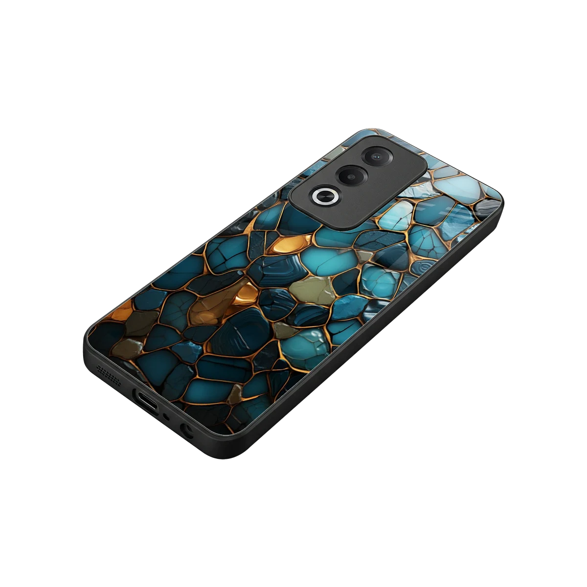 Blue Mirage stylish phone case for oppo a3 pro | glossy glass and slim fit
