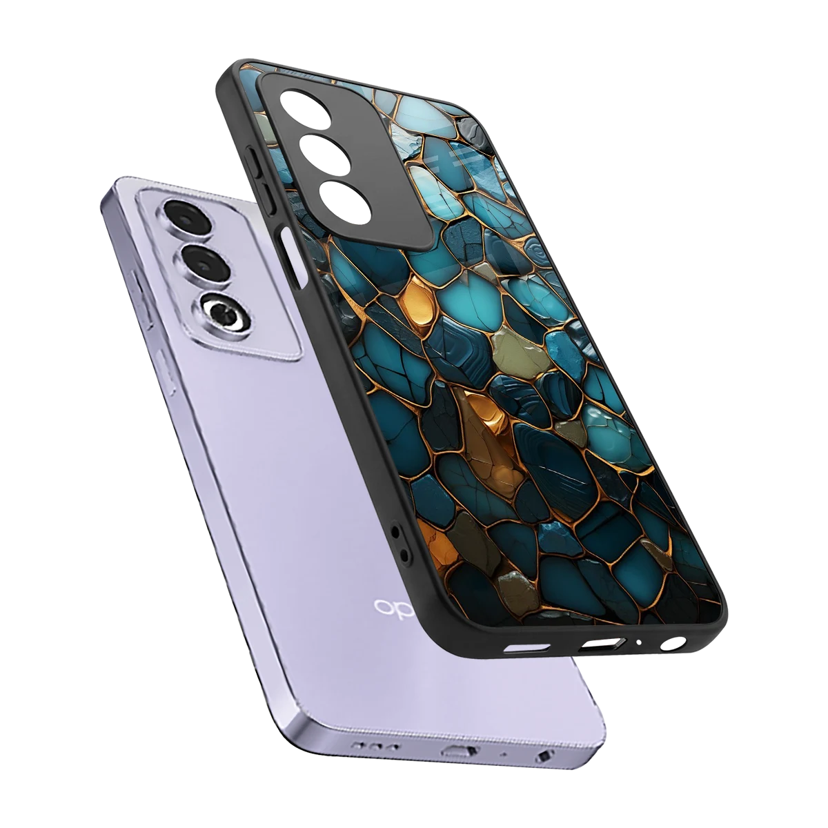 Blue Mirage sleek oppo a3 pro cover with tempered glass back and TPU edges