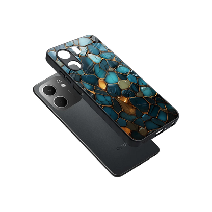 Blue Mirage sleek oppo a5x 5g cover with tempered glass back and TPU edges