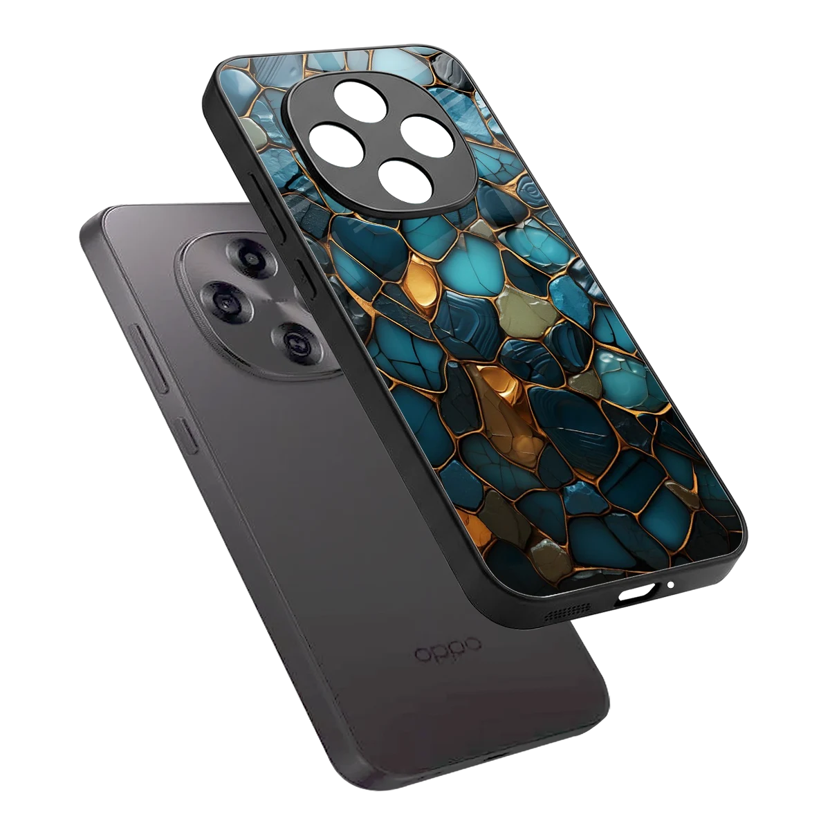 Blue Mirage sleek oppo f31 pro 5g cover with tempered glass back and TPU edges