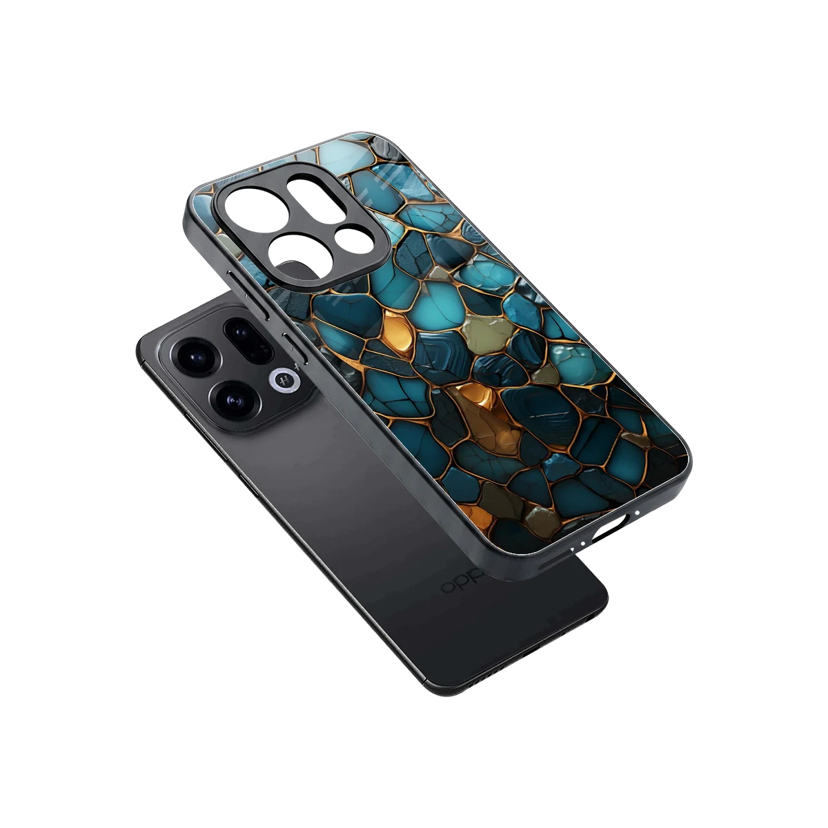 Blue Mirage sleek oppo find x9 cover with tempered glass back and TPU edges