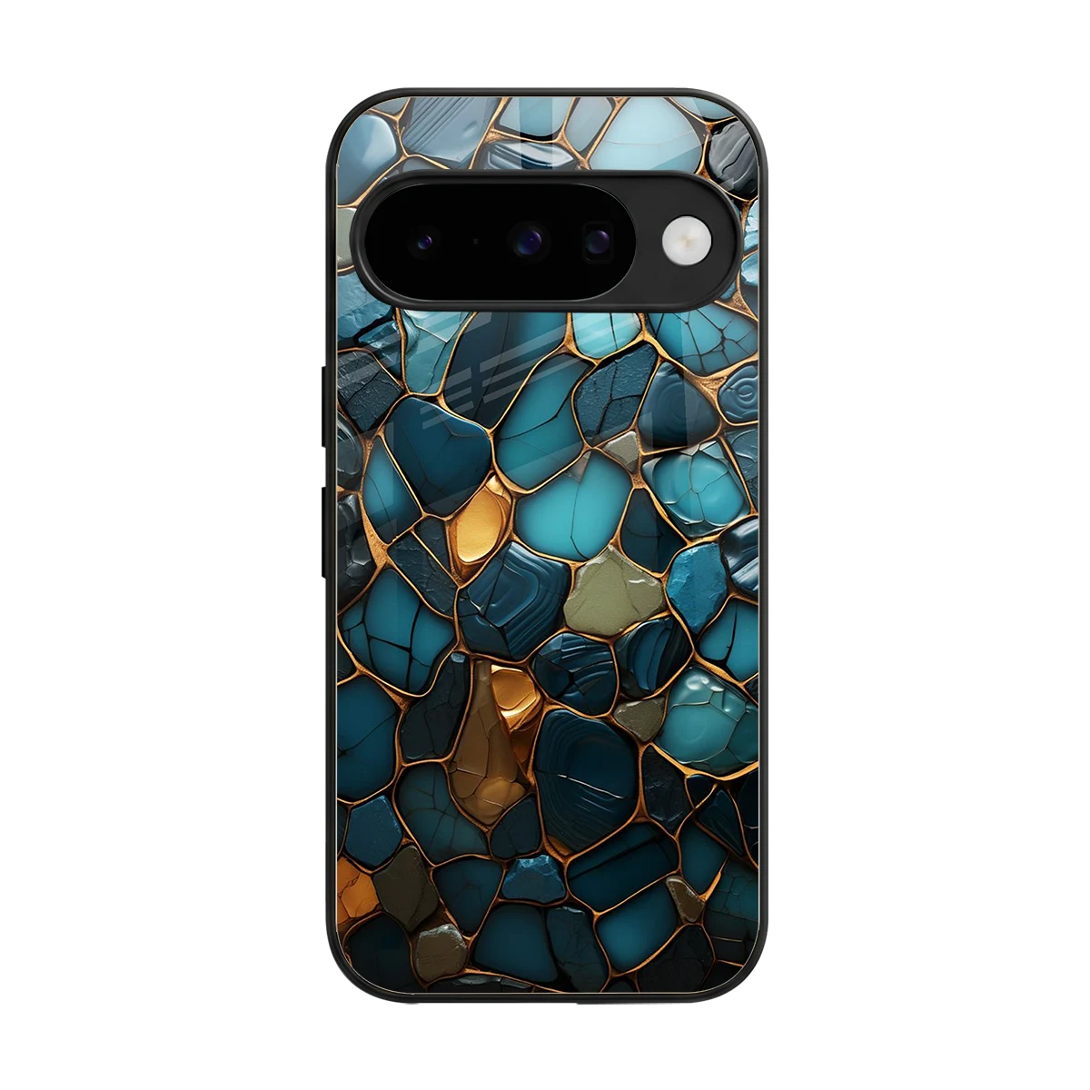 Blue Mirage back phone cover | glass case for google pixel 10