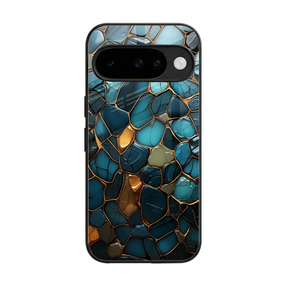 Blue Mirage back phone cover | glass case for google pixel 10