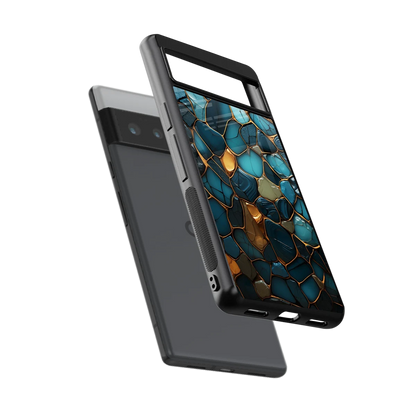 Blue Mirage sleek google pixel 6 pro cover with tempered glass back and TPU edges