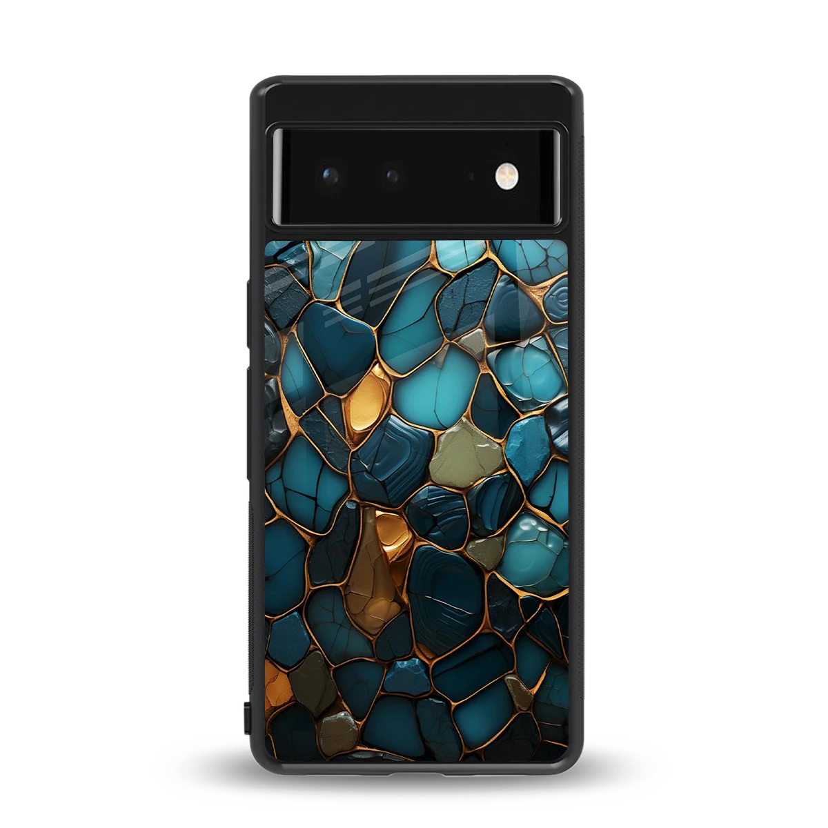 Blue Mirage back phone cover | glass case for google pixel 6