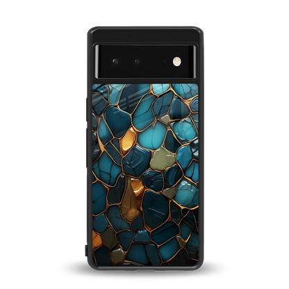Blue Mirage back phone cover | glass case for google pixel 6a