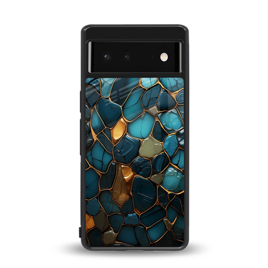 Blue Mirage back phone cover | glass case for google pixel 6a