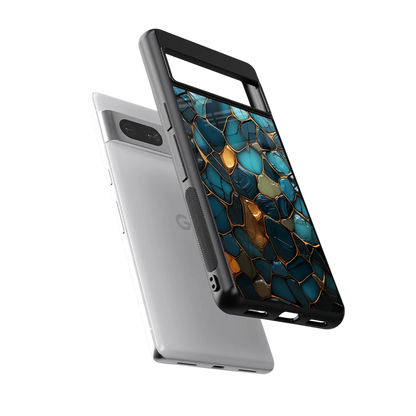 Blue Mirage sleek google pixel 7a cover with tempered glass back and TPU edges