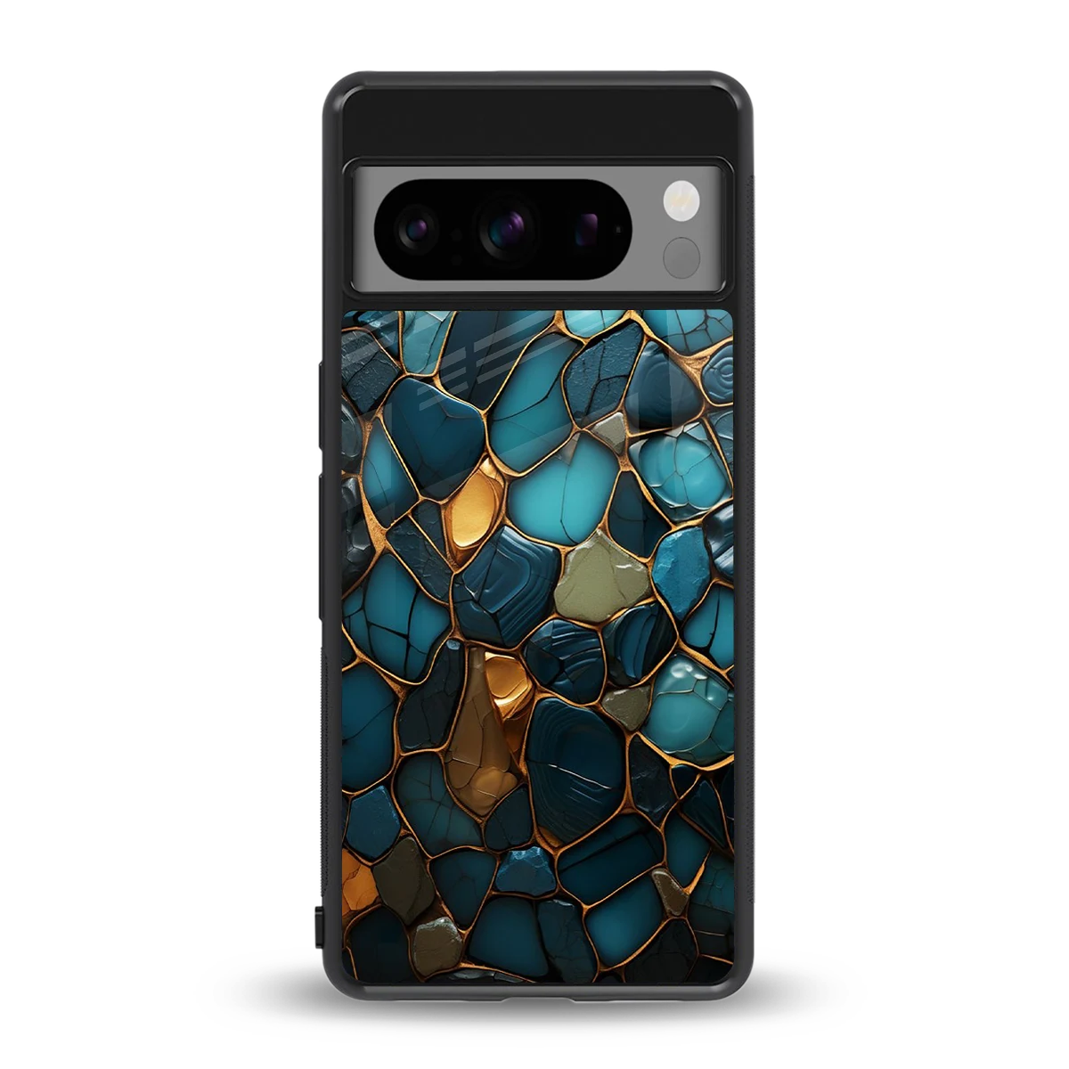 Blue Mirage back phone cover | glass case for google pixel 8 pro