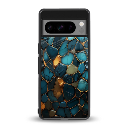 Blue Mirage back phone cover | glass case for google pixel 8 pro