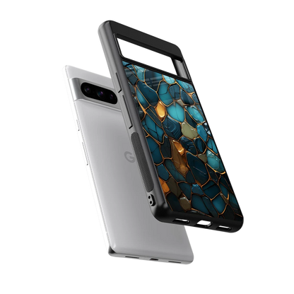 Blue Mirage sleek google pixel 8 pro cover with tempered glass back and TPU edges