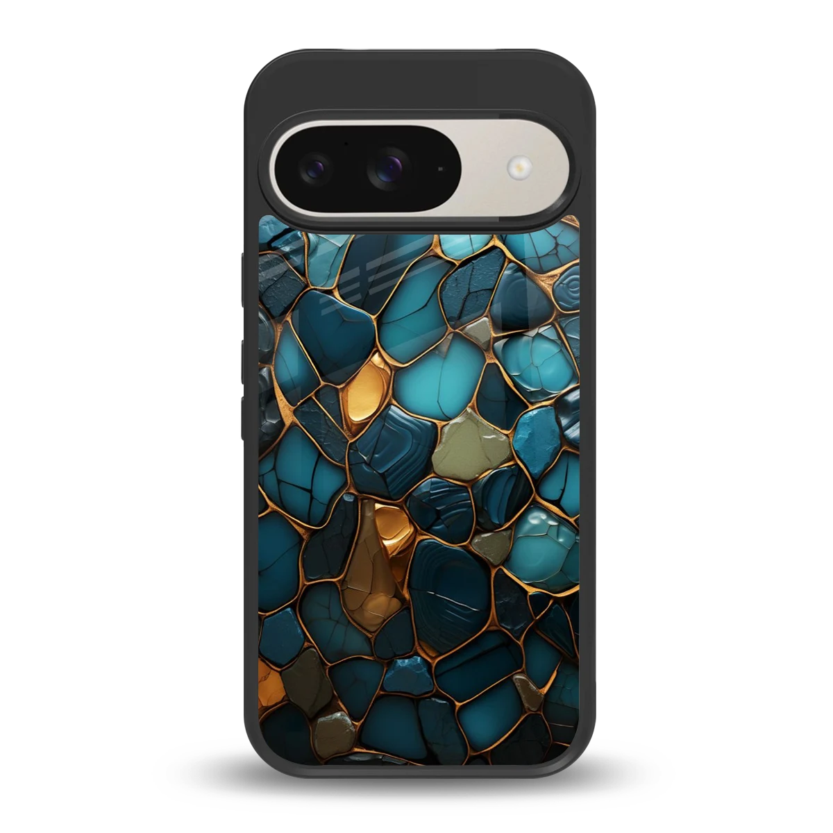 Blue Mirage back phone cover | glass case for google pixel 9