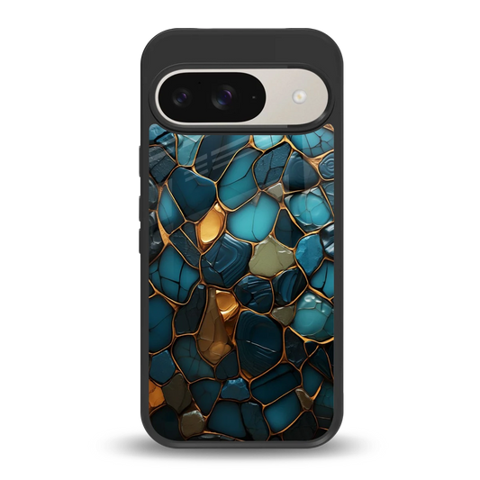Blue Mirage back phone cover | glass case for google pixel 9