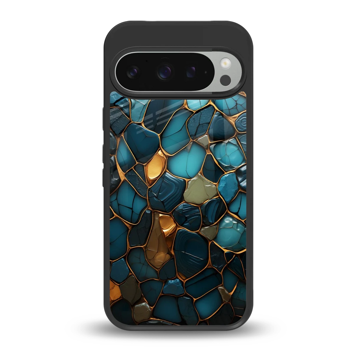 Blue Mirage back phone cover | glass case for google pixel 9 pro