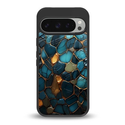 Blue Mirage back phone cover | glass case for google pixel 9 pro