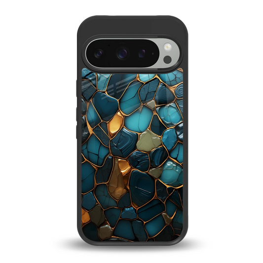 Blue Mirage back phone cover | glass case for google pixel 9 pro xl
