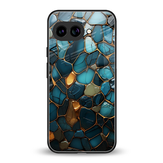 Blue Mirage back phone cover | glass case for google pixel 9a