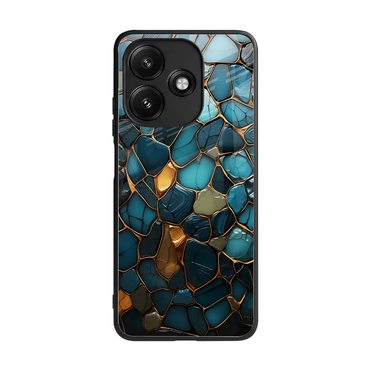 Blue Mirage back phone cover | glass case for redmi 12 5g