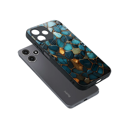 Blue Mirage sleek redmi 12 5g cover with tempered glass back and TPU edges