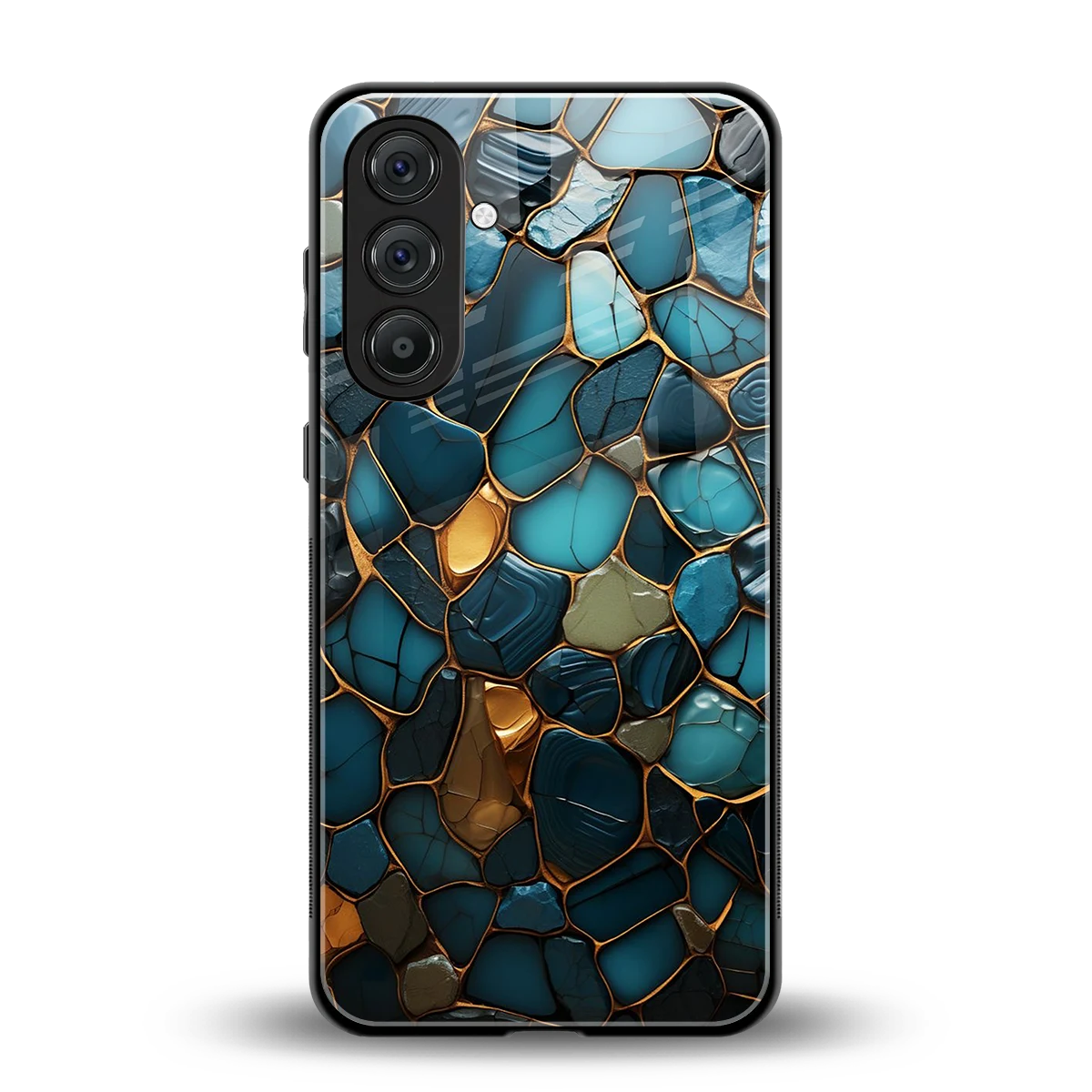 Blue Mirage back phone cover | glass case for samsung galaxy m35 5g