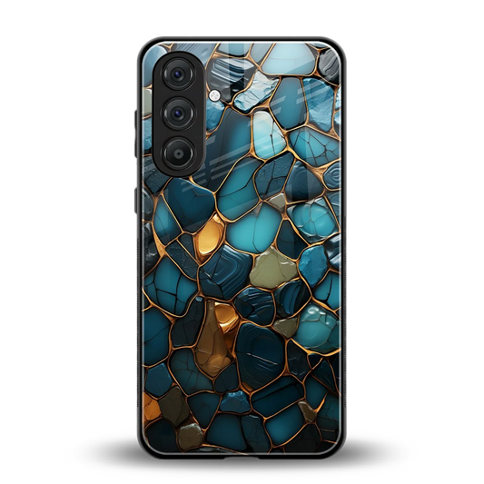 Blue Mirage back phone cover | glass case for samsung galaxy m36 5g