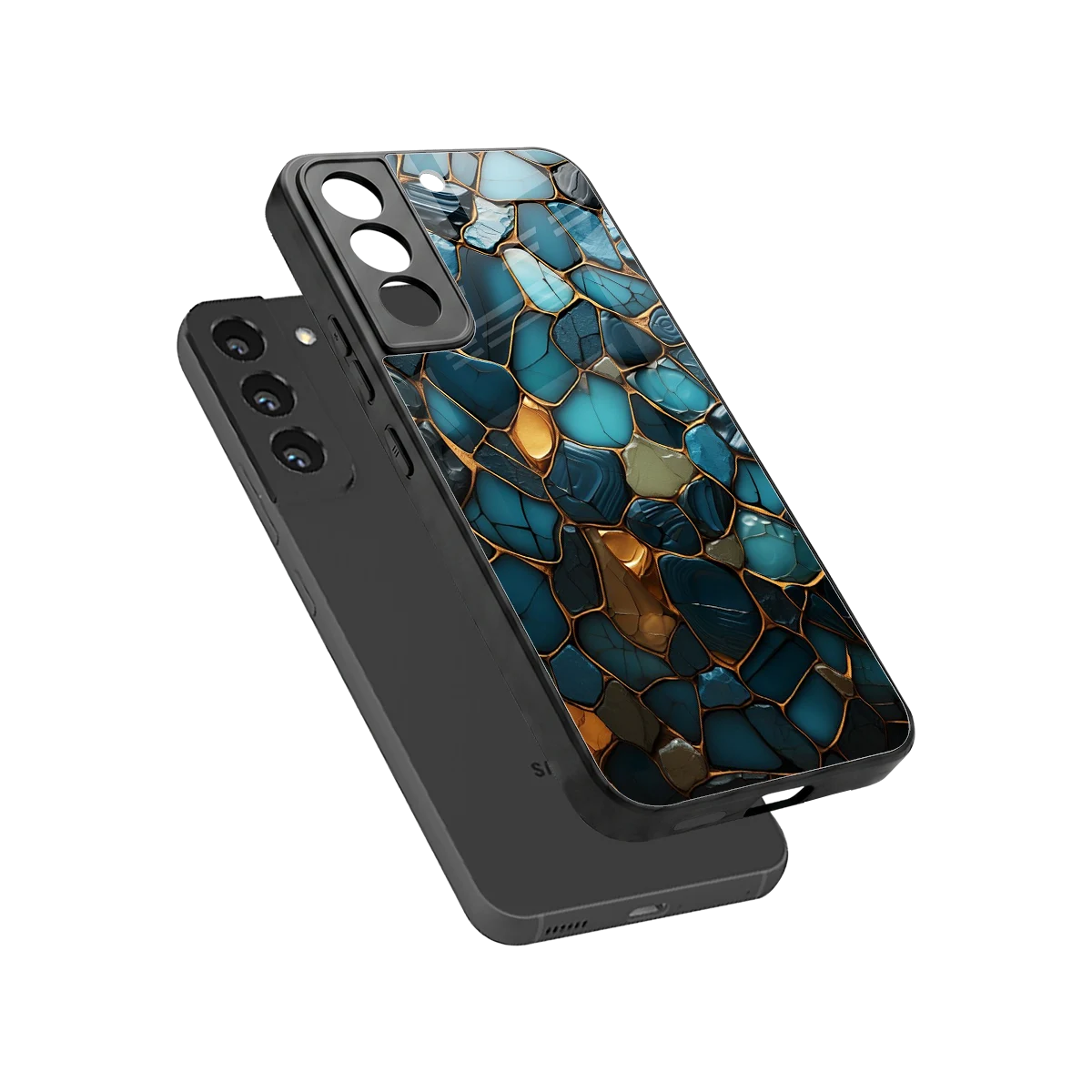 Blue Mirage sleek samsung galaxy s22 cover with tempered glass back and TPU edges