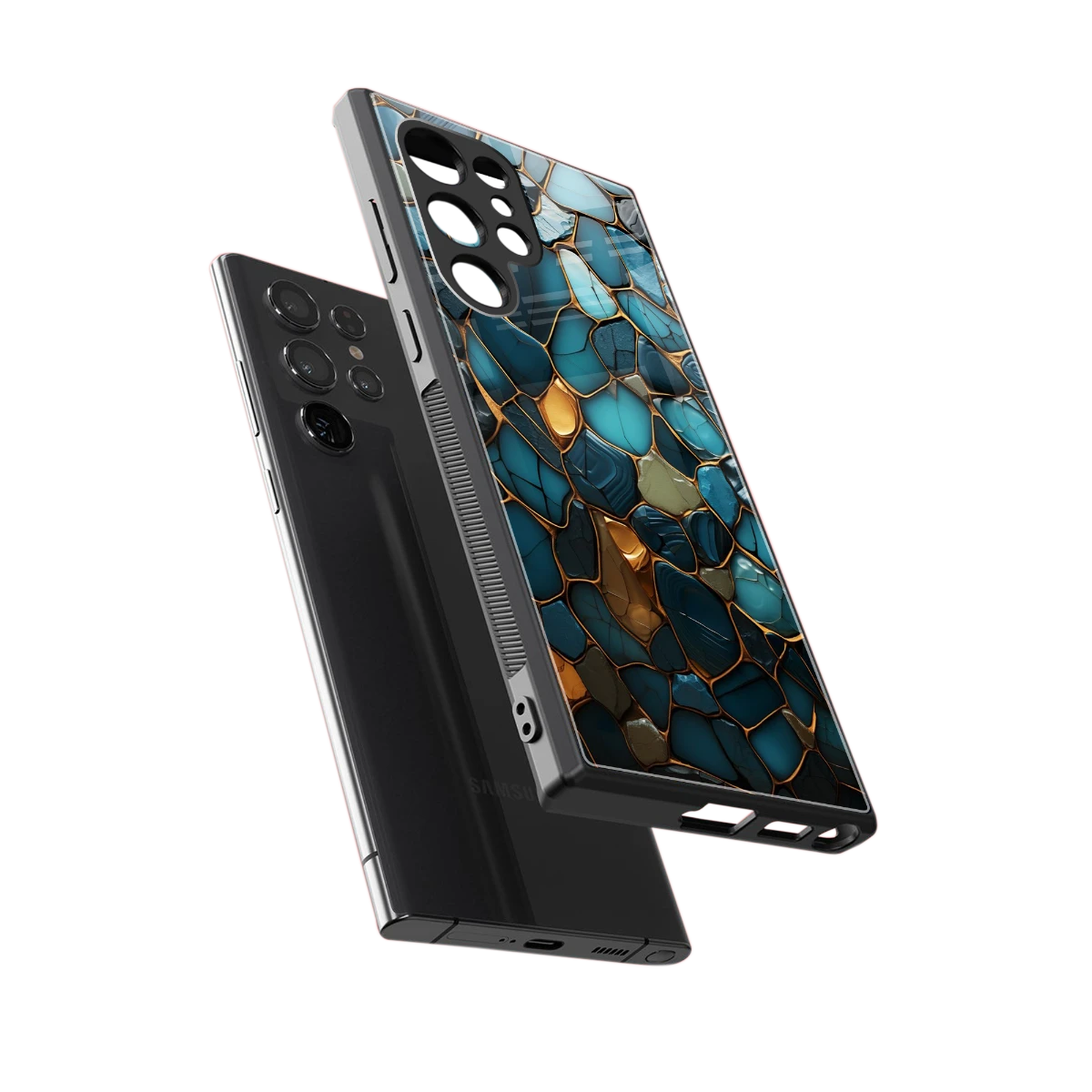 Blue Mirage sleek samsung galaxy s23 ultra cover with tempered glass back and TPU edges